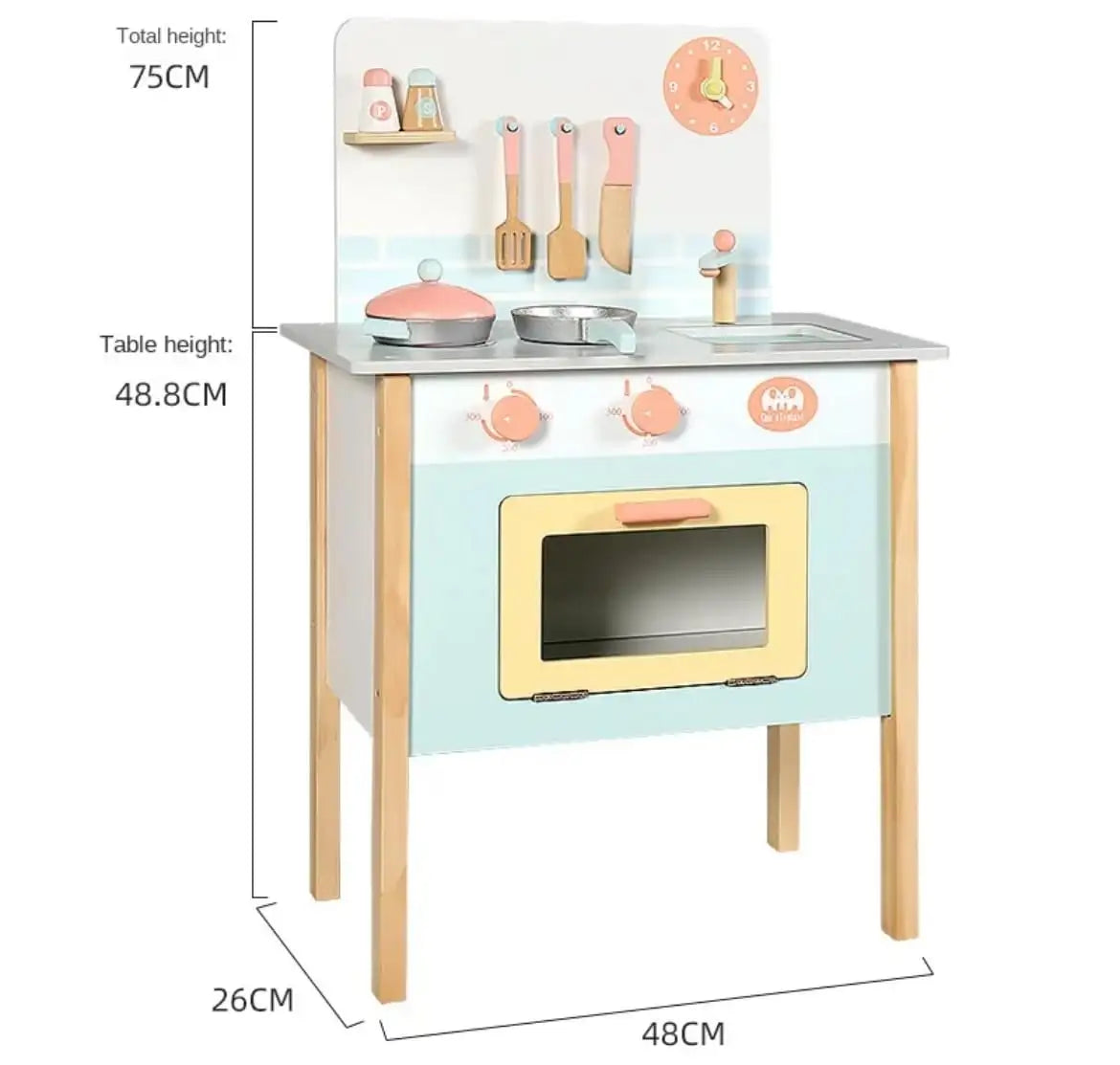 Wooden Kids Play Kitchen Set (Blue)