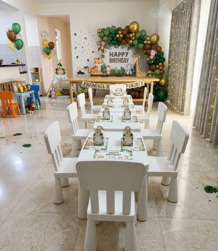 Classic White Kids' Party Table & Chairs Set