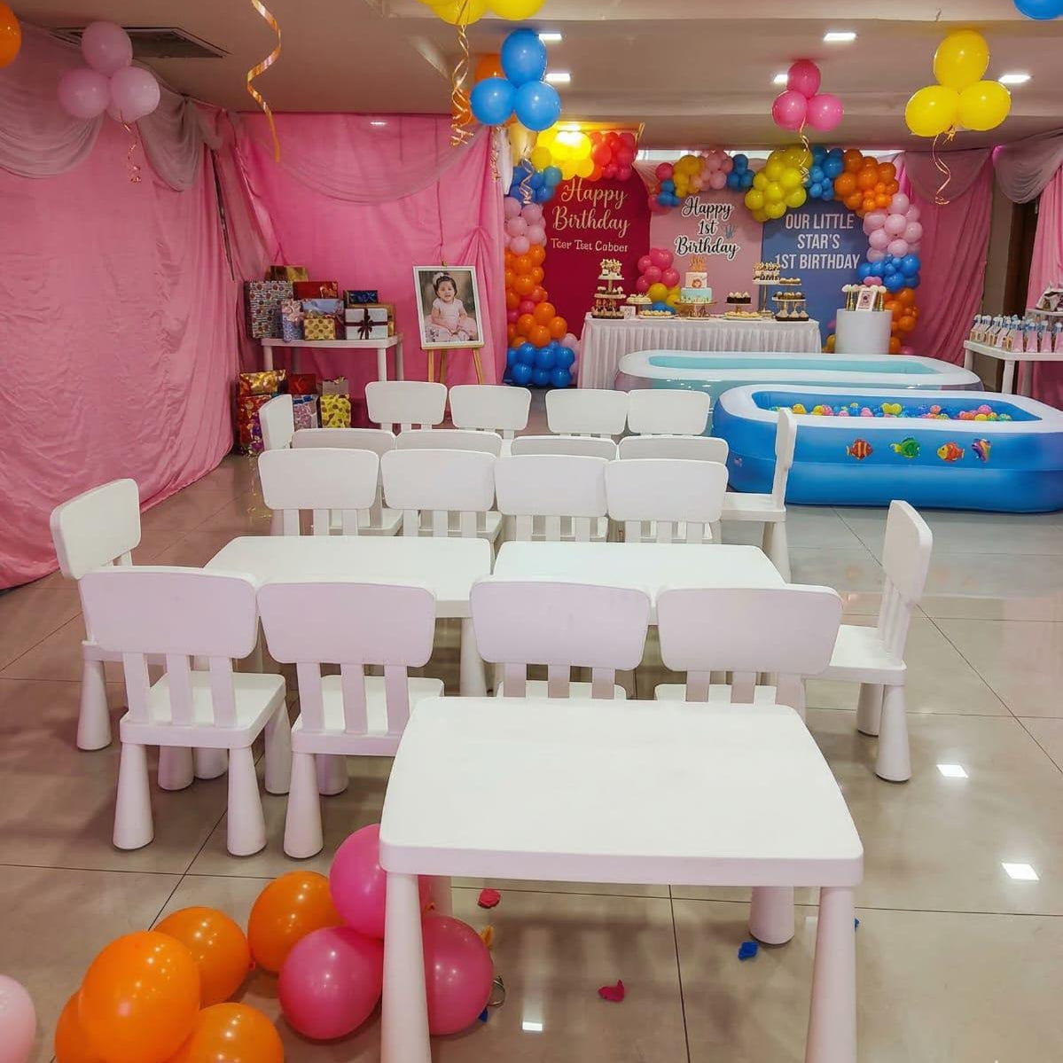 Classic White Kids' Party Table & Chairs Set