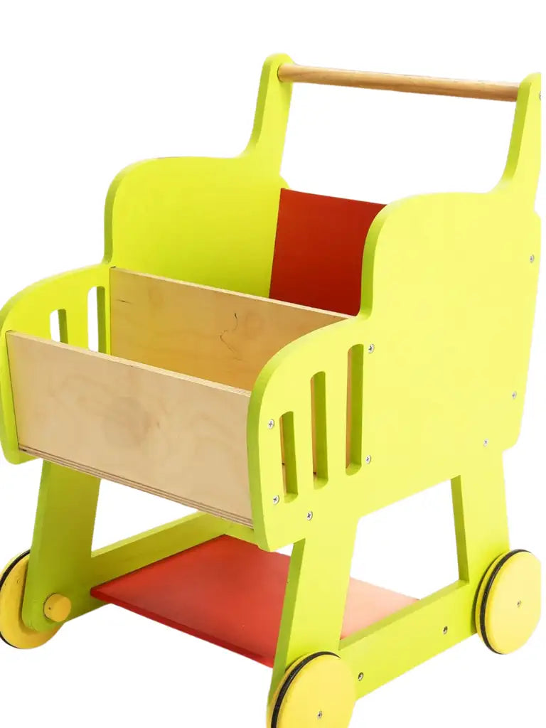 Wooden Shopping Push Cart Trolley