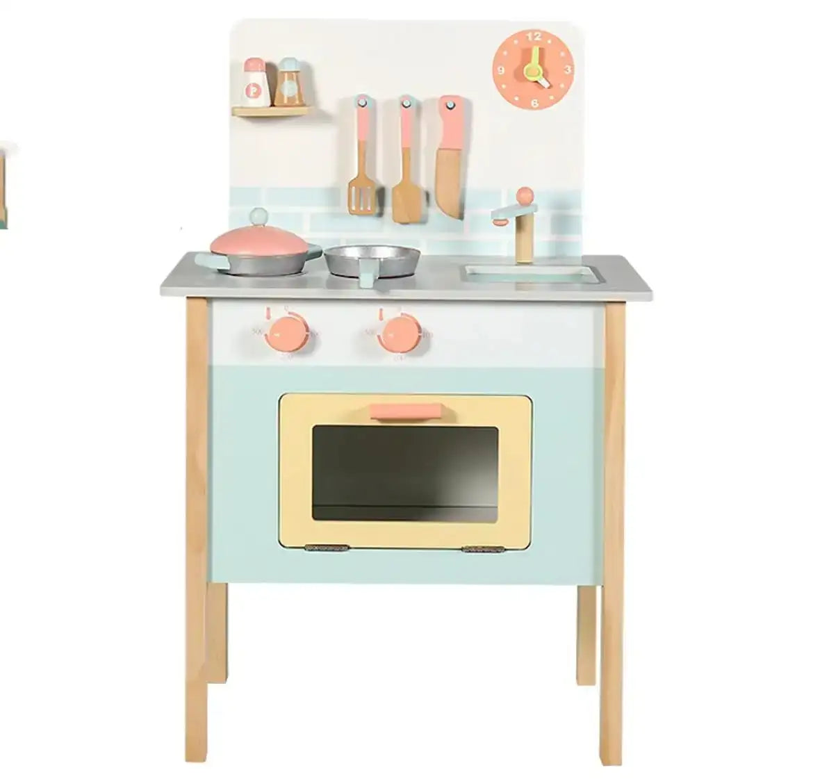Wooden Kids Play Kitchen Set (Blue)