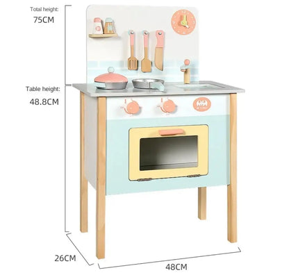Wooden Kids Play Kitchen Set (Blue)
