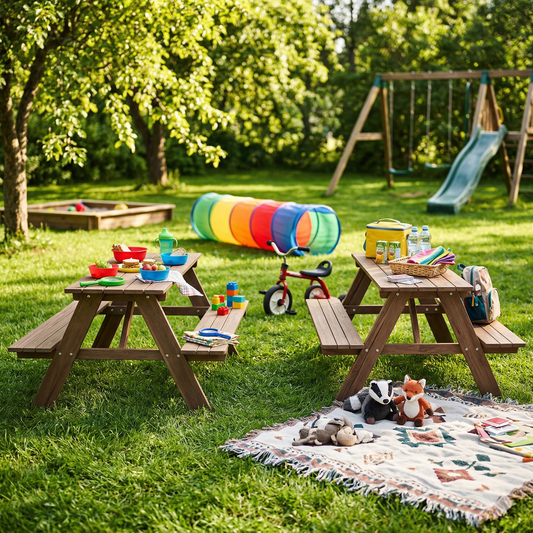 Sunny Day Wooden Picnic Tables