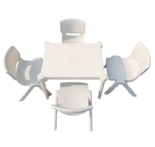 White Table with 4 Chairs
